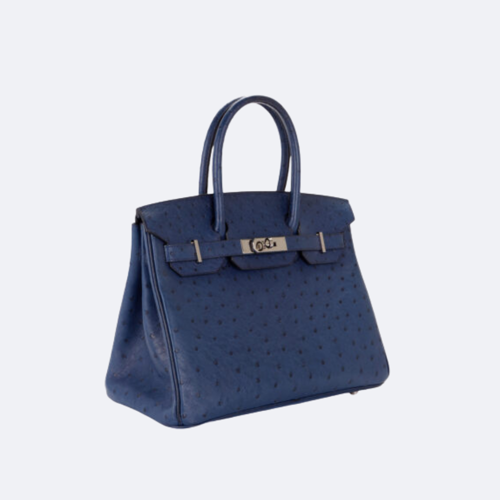 Hermès Birkin 30 Ostrich in Bleu Sapphire with Palladium Hardware – A Timeless Treasure