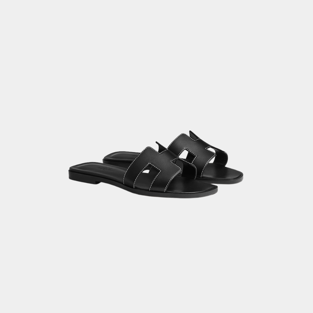Hermès Oran Sandals – Black Calfskin – Size 38