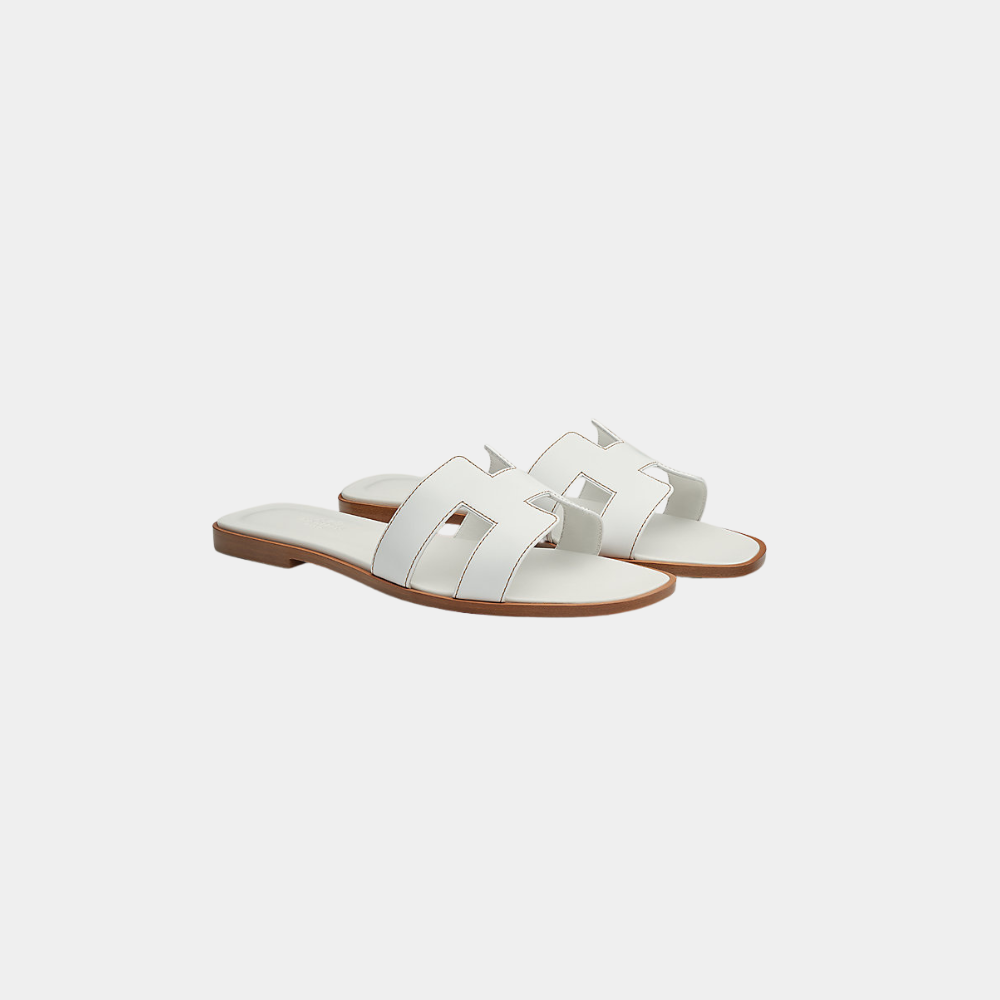 Hermès Oran Sandals – White Calfskin – Size 38