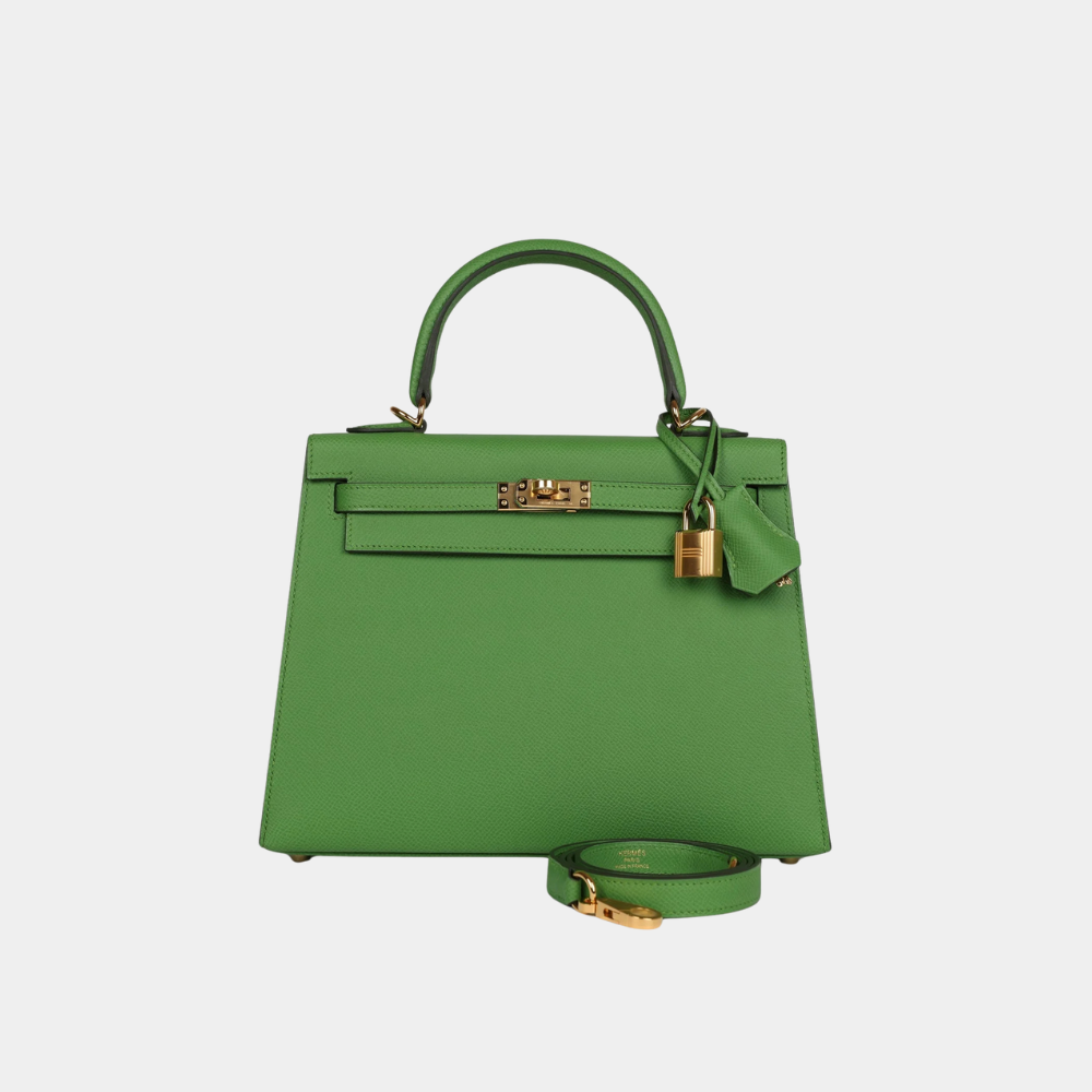 Hermès Vert Yucca Kelly 25 Epsom Gold Hardware