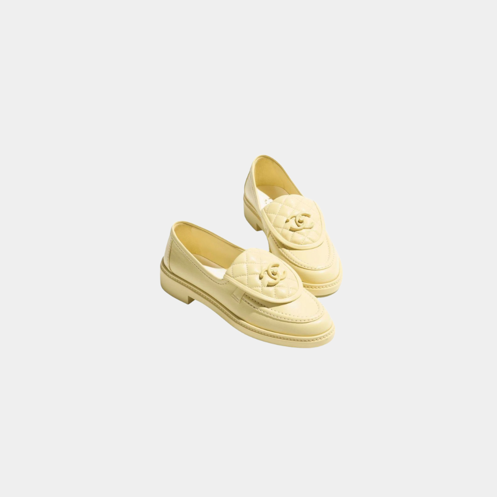 CHANEL Lambskin Moccasins – Lemon Sorbet Size 38