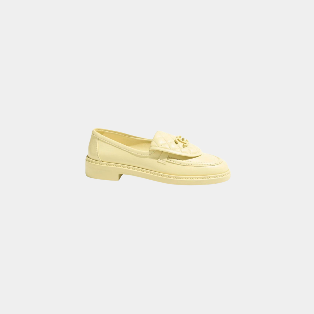 CHANEL Lambskin Moccasins – Lemon Sorbet Size 38