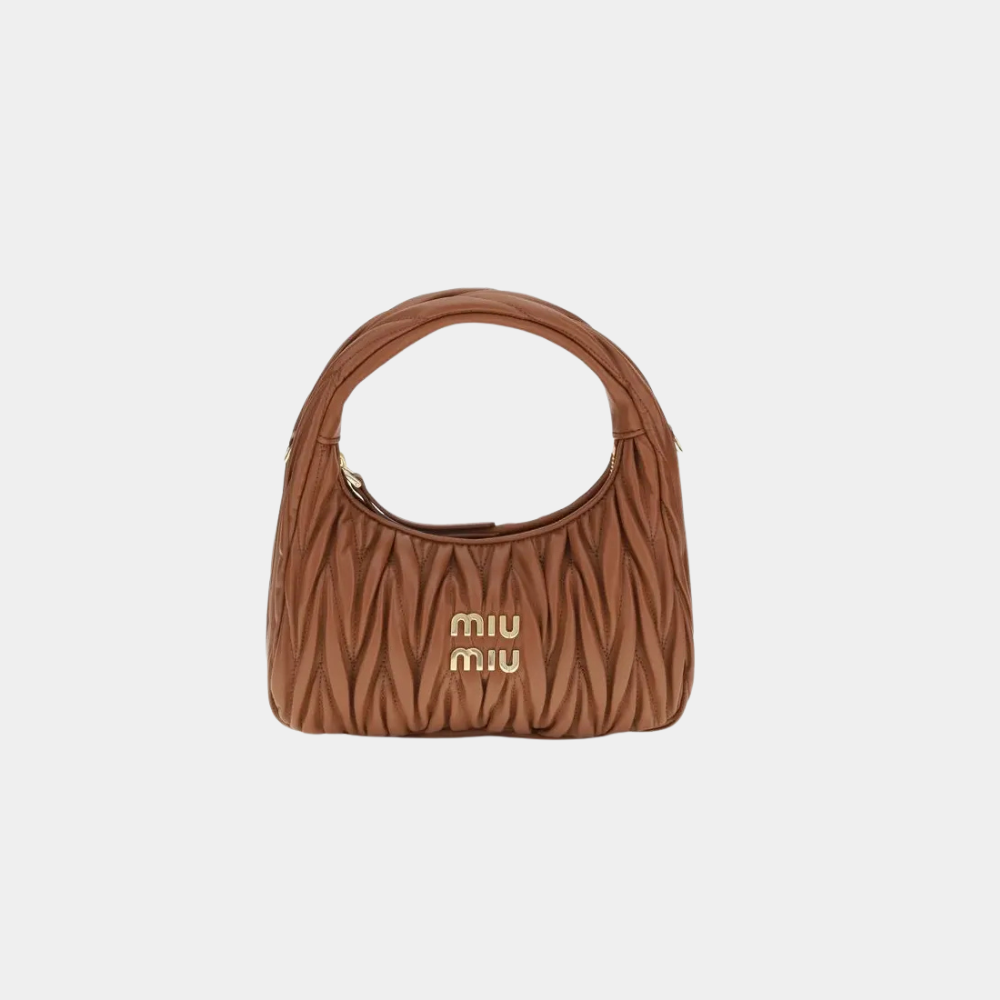Miu Miu Matelassé Leather Hobo Bag – Cognac Brown