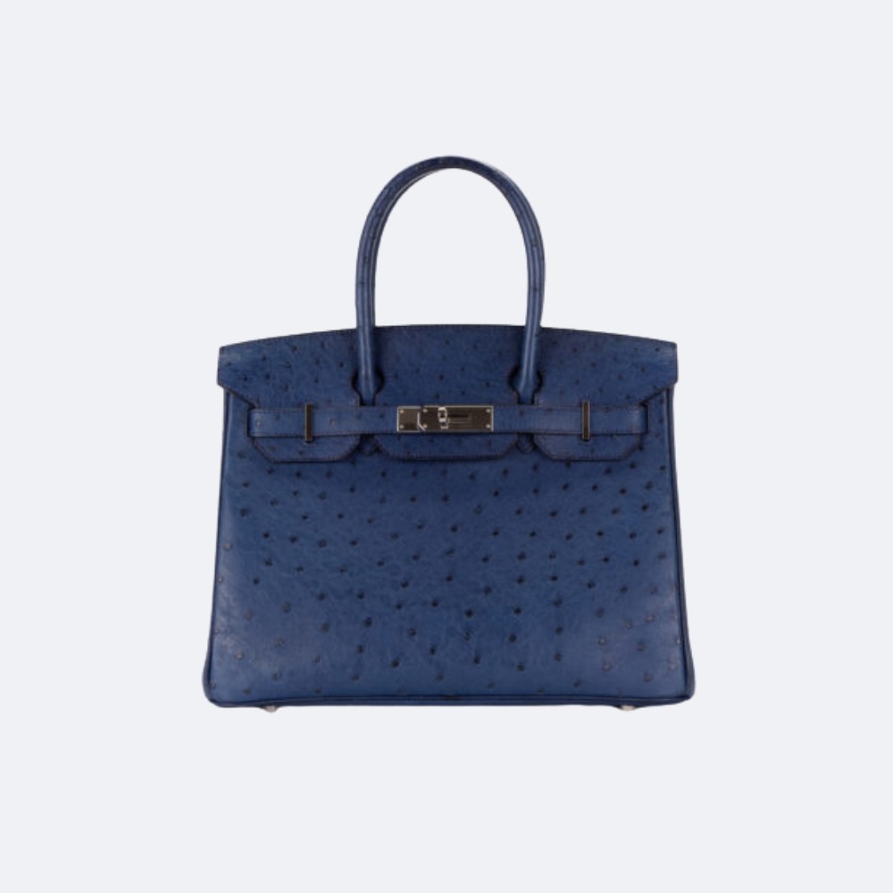 Hermès Birkin 30 Ostrich in Bleu Sapphire with Palladium Hardware – A Timeless Treasure