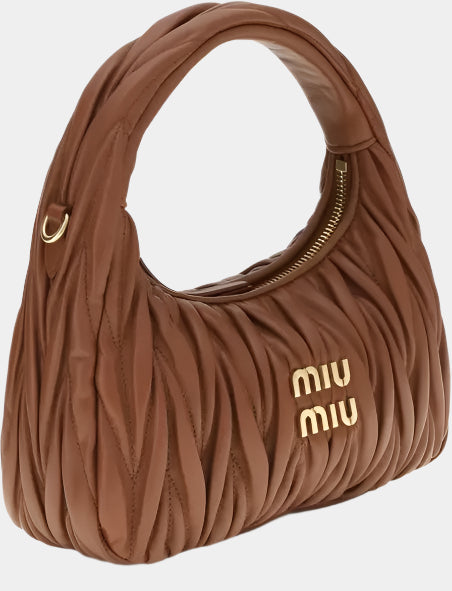 Miu Miu Matelassé Leather Hobo Bag – Cognac Brown