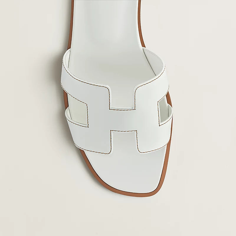 Hermès Oran Sandals – White Calfskin – Size 38